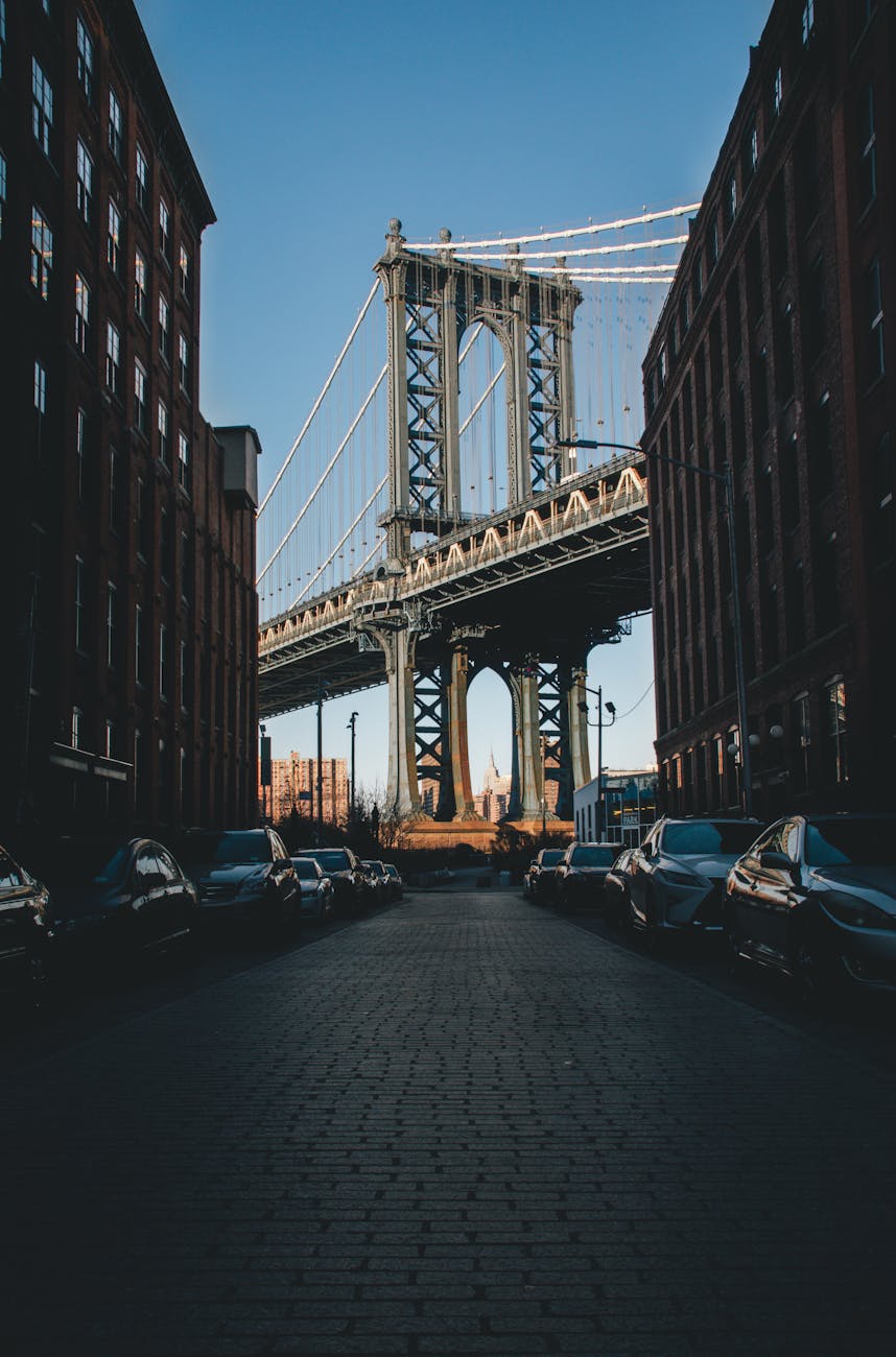 view of the manhattan bridge new york usa